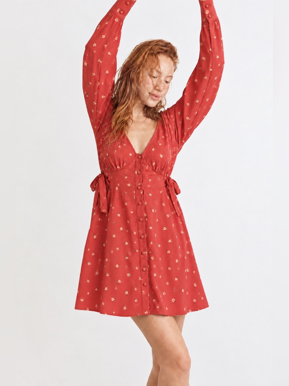 Gianni Bini Cottagecore Dainty Floral Peasant Shirtdress
